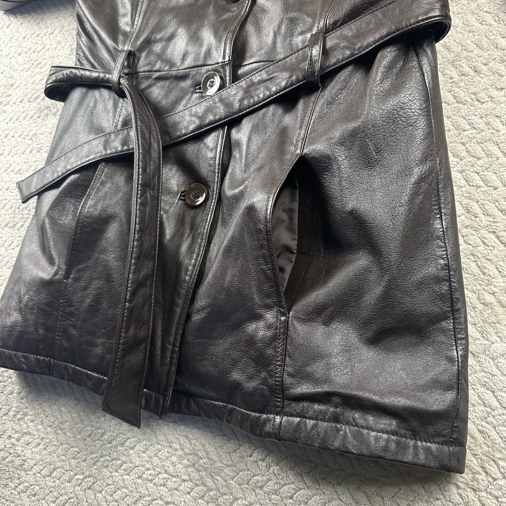 Wilsons‎ Leather Jacket Women's Medium Dark Brown Mid Belted Boho Chic 90's Y2K - Picture 8 of 16